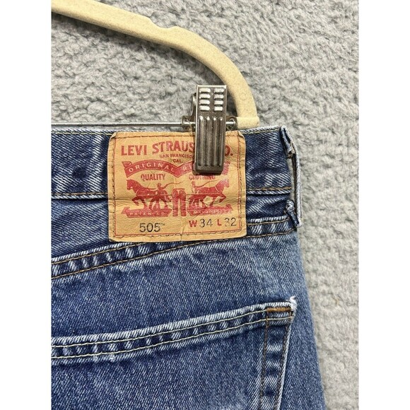 Levis 505 Regular Fit Jeans, Size 34 x 32 - Blue - Picture 4 of 5